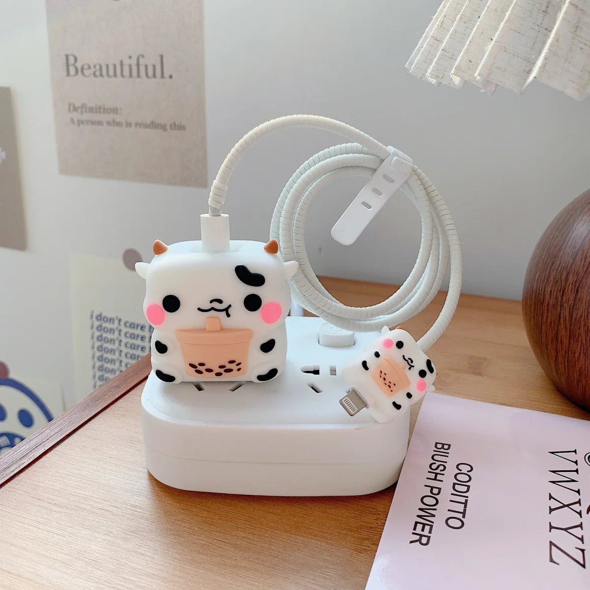 4Pcs/Set Cute 3D Cartoon Cable Protector For iPhone / iPad 18W/20W Charger Case Phone Wire Cord Organizers