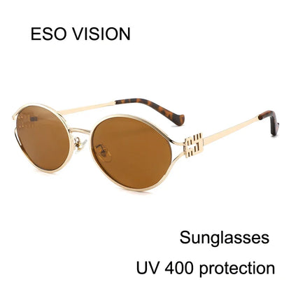Eso Vision Fashion Brand Sunglasses Retro Small Frame Woman Man Metal Cat Eye Glasses Shades UV Protection Sun Glasses With Box