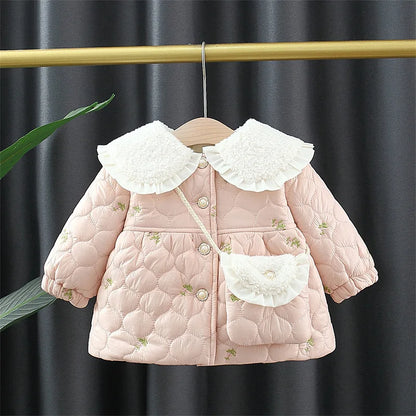 2023 Newborn baby girl clothes floral hooded cotton-padded jacket outerwear for 1 year baby birthday clothing girls outfits coat
