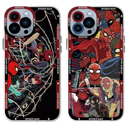 Marvel Spider Man Clear Case For iPhone 16 Pro Max 15 14 Plus 13 12 11 Pro XR XS X 8 7 SE 2020 Soft Silicone Protective Funda
