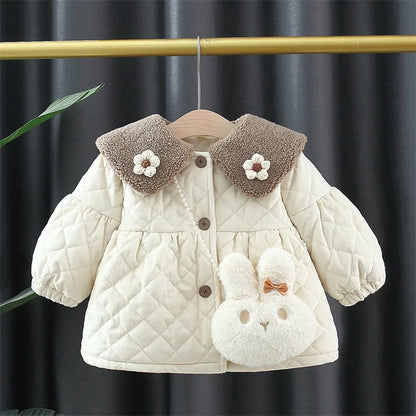 2023 Newborn baby girl clothes floral hooded cotton-padded jacket outerwear for 1 year baby birthday clothing girls outfits coat