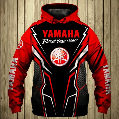 Yamaha Men's 3D Print Motorcycle Hoodie Pullover Streetwear Style High Quality Sportswear Sweatshirt