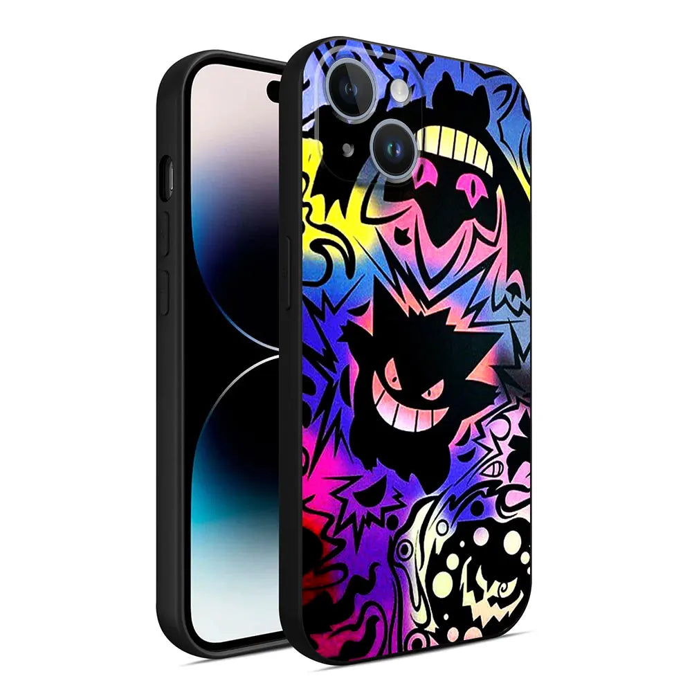 Pokemon Gengar Phone Case for iPhone 15 Plus 8 Plus 7 6s 14 Pro Max SE XS X XR 11 12 Mini 13 Pro XS Max Armor Black Soft Cover