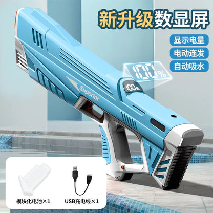 Electric Water Gun Large Capacity Squirt Gun Continuous Firing Watergun Automatic Water Absorption Pool Beach Outdoor Toy