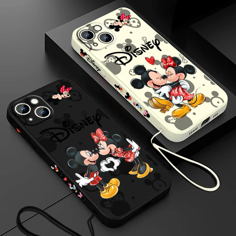 Cartoon Phone Case For Apple iPhone 15 14 13 12 11 Pro Max Plus 8 7 SE Liquid Left Rope Soft Cover