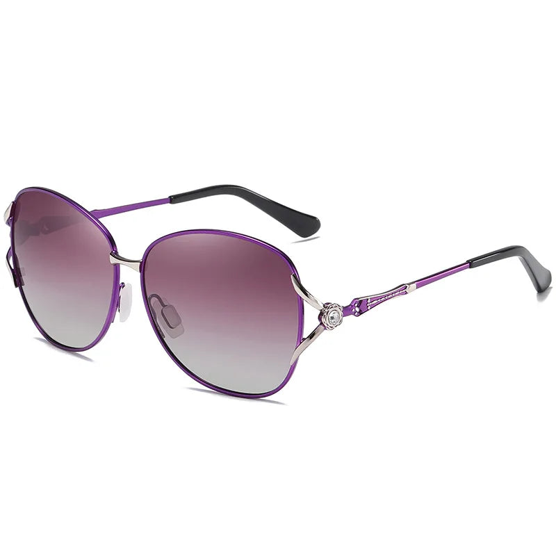 Auron new polarized women's sunglasses trend two-color gradual film sunglasses large frame diamond-encrusted glasses