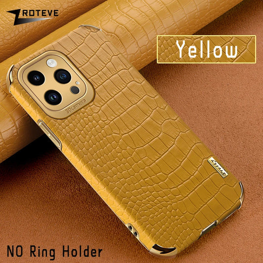 For iPhone 16 e 16e 15 14 13 12 11 Pro Max Zroteve Crocodile Leather Plating Silicone Cover For iPhone16 Plus iPhone13 Mini Case