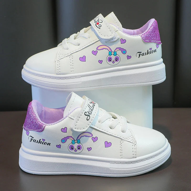 Girls' White Shoes Spring Children Anti-skid Leather Shoes Solid Soles Children's Shallow Mouth Sport Shoes Size 26-37