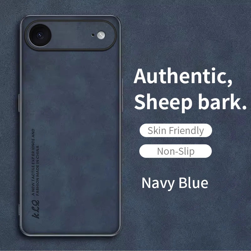 For Iphone 17 Air Case Luxury Sheepskin Leather Silicone Shockproof Bumper Cover for Iphone 17 Pro Max Protective Matte Shell