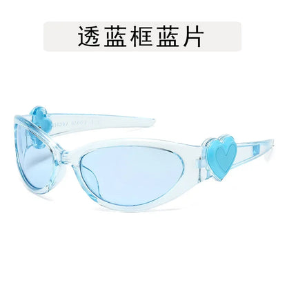 Retro Y2K Style Oval Sunglasses Women Fashion Heart Frame Sports Goggles Popular Cat Eye Party Sun Glasses Ladies Gafas De Sol - ST Superstore