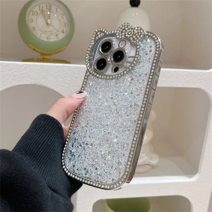 Luxury Sequins 3D Cat Ears Glitter Phone Case for Iphone 16 14 13 12 11 Pro Max 15 Plus Bling Diamond Plating Shockproof Cover