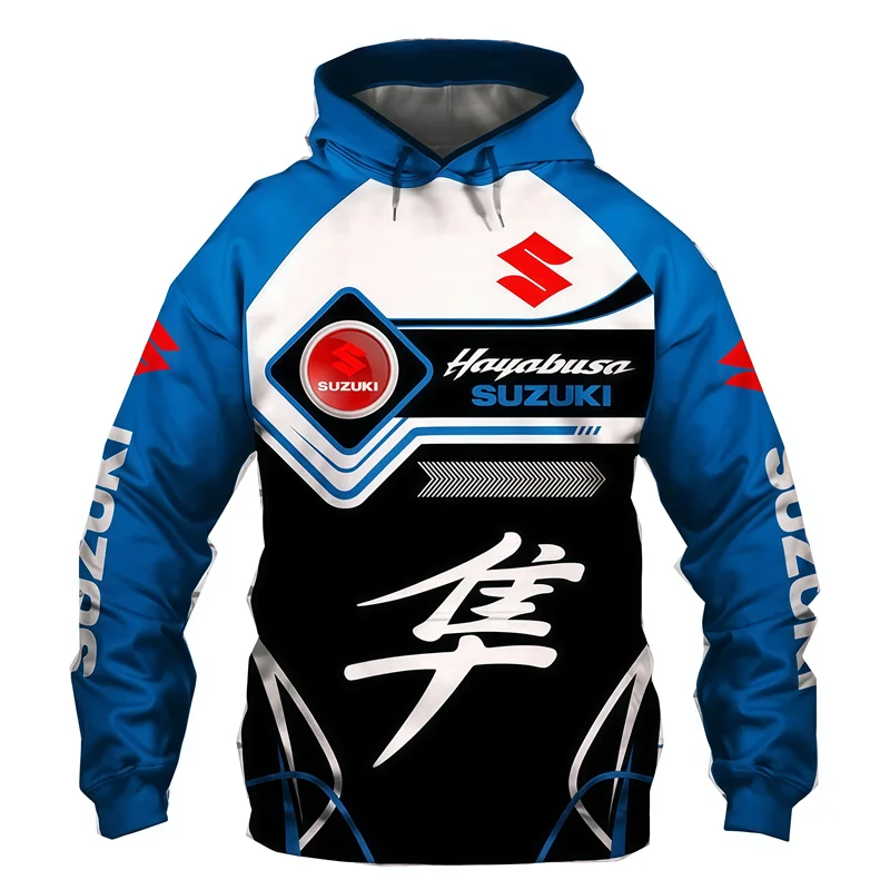 Suzuki 3DPrinted Autumn/Winter Men's Motorcycle T-shirt, Outdoor Street Casual Sportswear and hooded Cycling wear