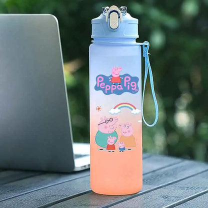 Peppa Pig 750ML Adult Sports Bullet Cap Direct Drinking Travel Plastic Bottle Children's Large Capacity Gradual Change Straw Cup