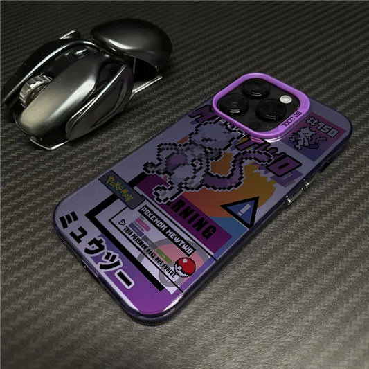 Mewtwo Greninja Cute Phone Case For IPhone 16 Pro Max 15 14 13 12 11 Plus Multicolor Aurora Laser Shockproof Funda