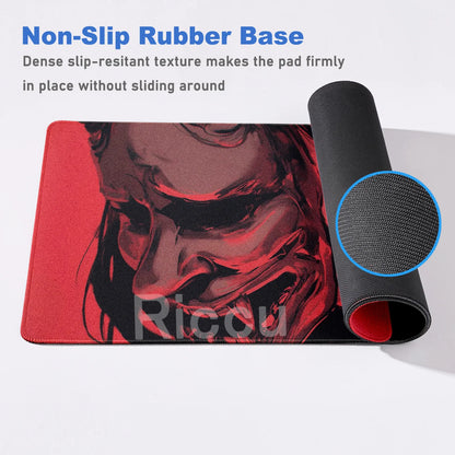 40x90cm Gaming Samurai Oni Mouse Pad Japan Mask Girl Deskmat Large Gamer Professional Premium Mousepad Speed Control Accessories