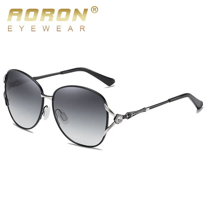 Auron new polarized women's sunglasses trend two-color gradual film sunglasses large frame diamond-encrusted glasses