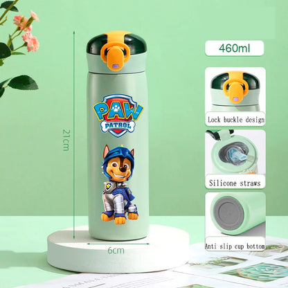 PAW Patrol 460ml Thermal Cup Bouncing Childrens Straw Cup Portable Outdoor Sports Water Cup Drinking Stainless Steel Bottle
