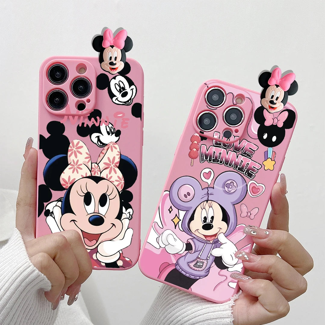 Cartoon Case With Holder Rope Cover For iPhone 16 15 14 13 12 Mini 11 Pro X XS Max XR 7 8 6 6S Plus SE 2022