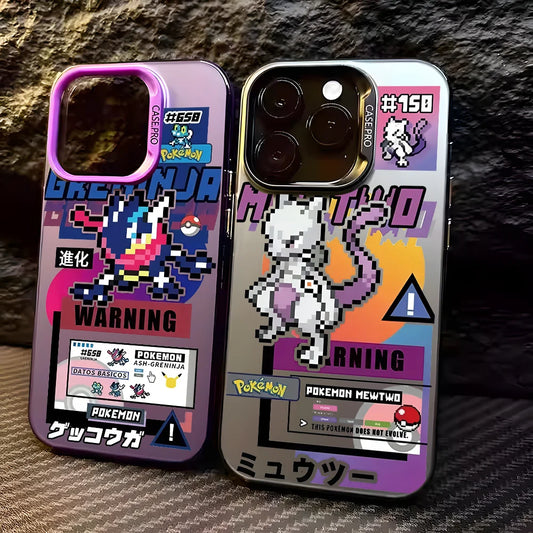 Mewtwo Greninja Cute Phone Case For IPhone 16 Pro Max 15 14 13 12 11 Plus Multicolor Aurora Laser Shockproof Funda