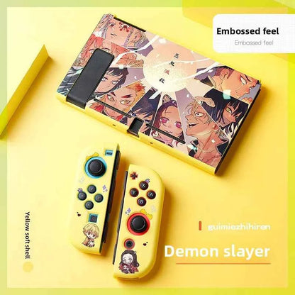 Demon Slayer Painted Relief Protective Case for Switch NS TPU Soft-shell Split Protective Case Creative Game Console Accessories