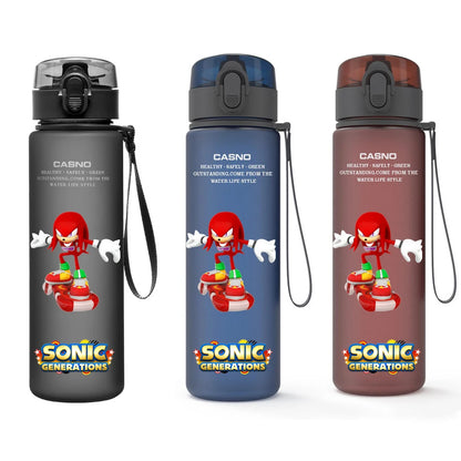 560ML Sonic Hedgehog Sports Water Bottle Portable Gym Travel Clear Leakproof Drinking Bottle Frosted Water Cup Gift for Friends