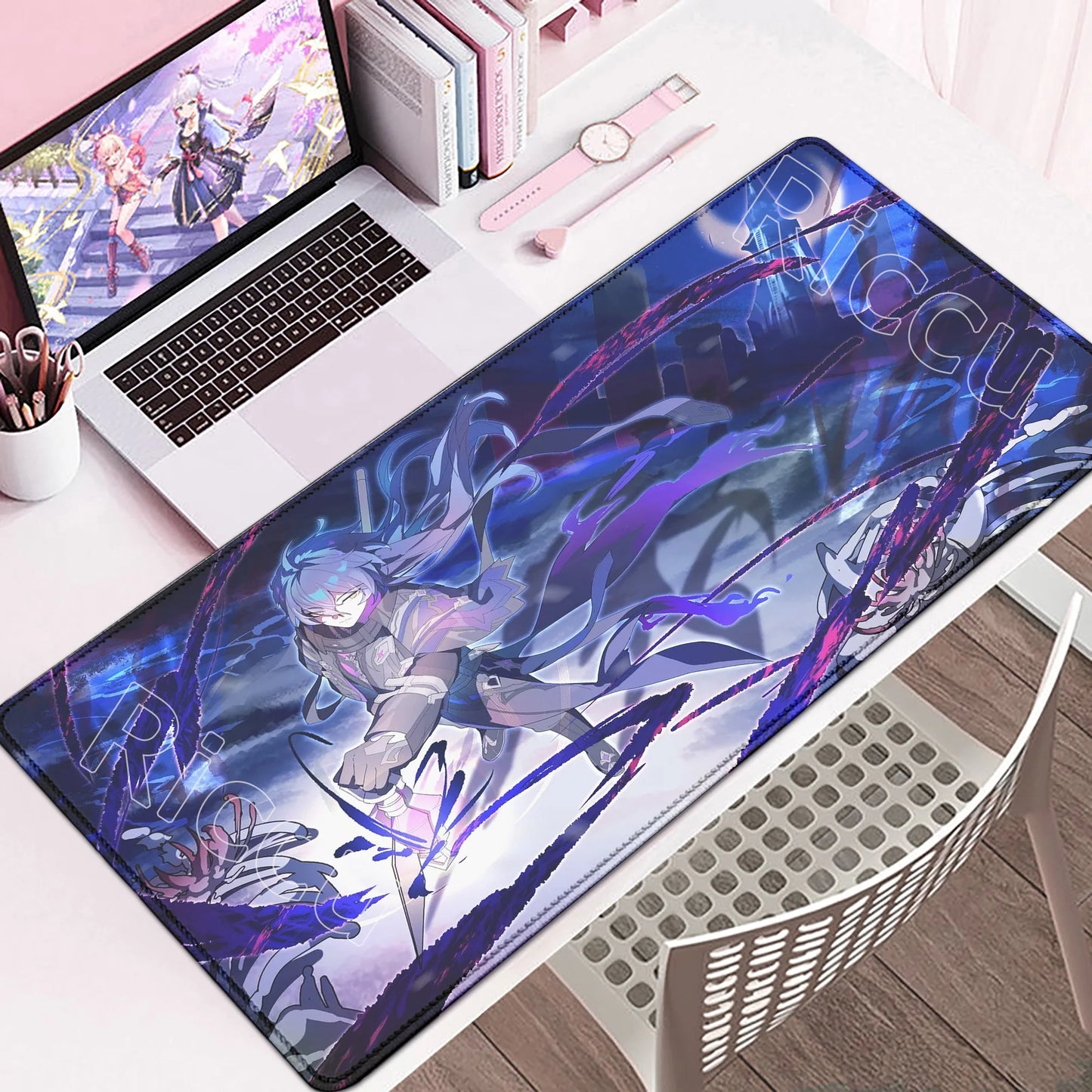 New Cool Wallpaper Genshin Impact Flins Mousepads Computer Gaming Lock Edge Laptop PC Desk Mat Natural Rubber Keyboard Mouse Pad