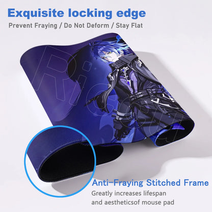 New Cool Wallpaper Genshin Impact Flins Mousepads Computer Gaming Lock Edge Laptop PC Desk Mat Natural Rubber Keyboard Mouse Pad
