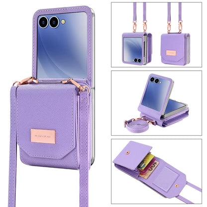 VIETAO Girls' PU Leather Z Flip 7 Card Wallet Phone Case With Crossbody Strap Compatible With Galaxy Z Flip 7 Flip6 Flip5 z4 z3