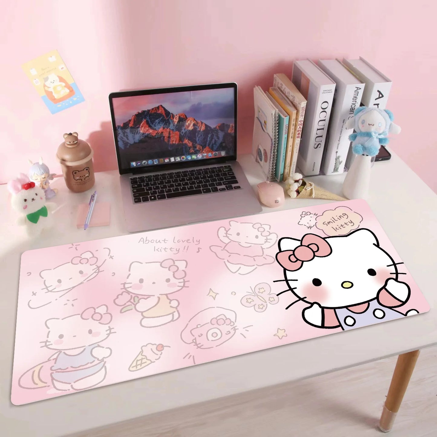 80/35cm Sanrio Hello Kitty Kuromi Office Desk Mat Melody Cinnamoroll Non-Slip Large Keyboard Mouse Pad Game Pads Pc Accessories