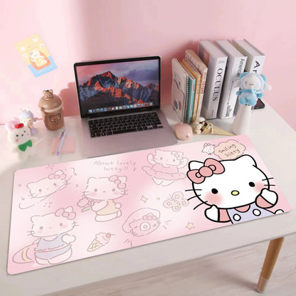 80/35cm Sanrio Hello Kitty Kuromi Office Desk Mat Melody Cinnamoroll Non-Slip Large Keyboard Mouse Pad Game Pads Pc Accessories