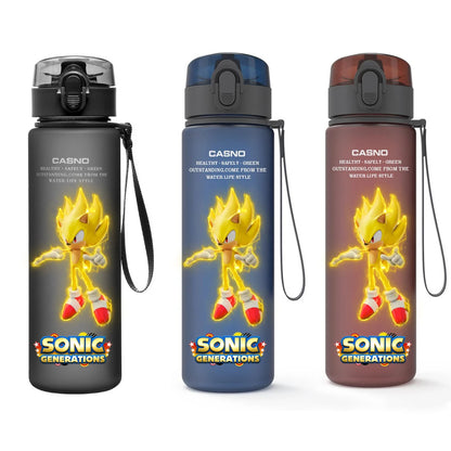560ML Sonic Hedgehog Sports Water Bottle Portable Gym Travel Clear Leakproof Drinking Bottle Frosted Water Cup Gift for Friends