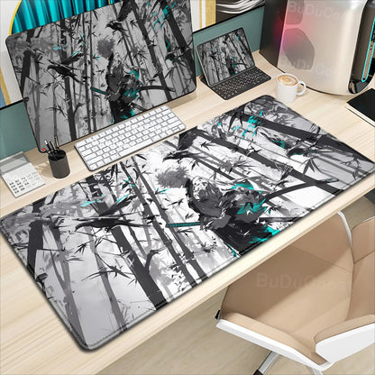 XXL Anime Demon Slayer Kochou Shinobu Mousepad Computer Gamer Lock Edge Table Pad Large Keyboard Mouse Pad Natural Rubber Carpet