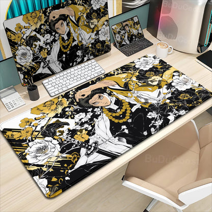 XXL Anime Demon Slayer Kochou Shinobu Mousepad Computer Gamer Lock Edge Table Pad Large Keyboard Mouse Pad Natural Rubber Carpet