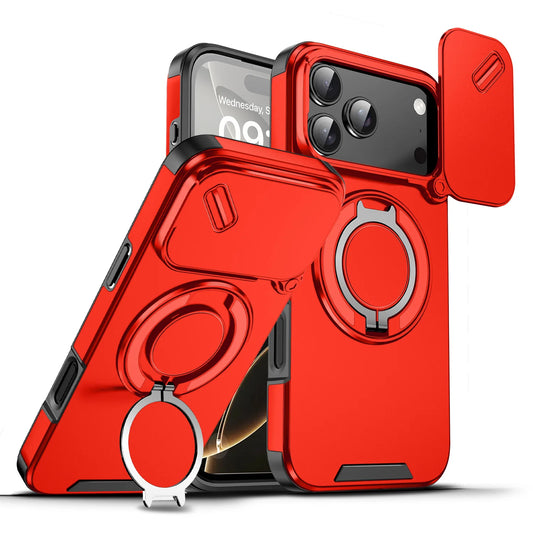 For Magsafe Magnetic Ring Holder Fold Bracket Phone Case For iPhone 17 Air 16 15 14 Plus 13 12 11 Pro Max 16E Slide Camera Cover