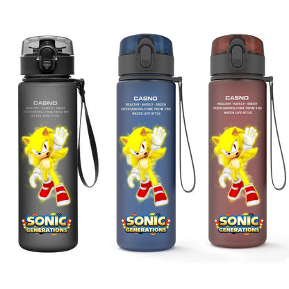 560ML Sonic Hedgehog Sports Water Bottle Portable Gym Travel Clear Leakproof Drinking Bottle Frosted Water Cup Gift for Friends