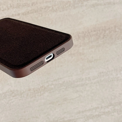 Luxury Solid Color Brown Soft Leather Phone Case For iPhone 15 14 12 13 Pro Max 11 X XS XR 7 8 Plus SE Shockproof Silicone Cover