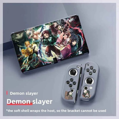 Demon Slayer TPU Soft Frosted Shell Anime Protective Case Split Silicone Rubber Protective Case for Switch Oled Game Accessories