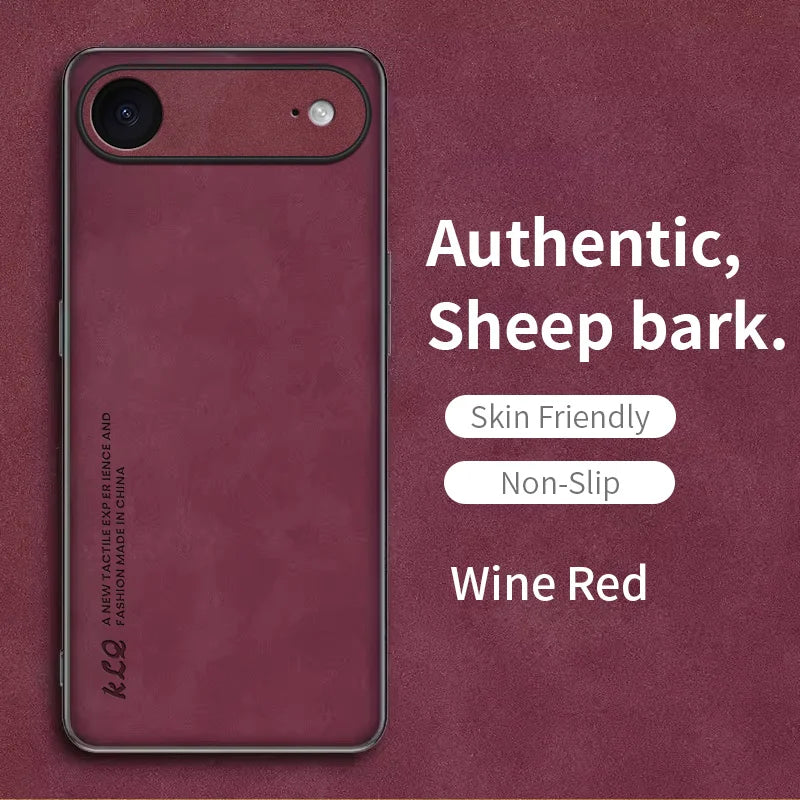 For Iphone 17 Air Case Luxury Sheepskin Leather Silicone Shockproof Bumper Cover for Iphone 17 Pro Max Protective Matte Shell