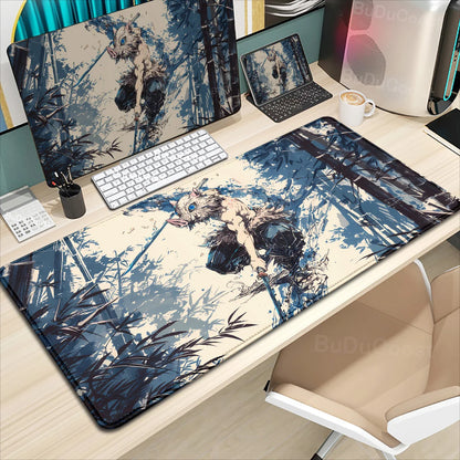 XXL Anime Demon Slayer Kochou Shinobu Mousepad Computer Gamer Lock Edge Table Pad Large Keyboard Mouse Pad Natural Rubber Carpet