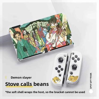 Demon Slayer TPU Soft Frosted Shell Anime Protective Case Split Silicone Rubber Protective Case for Switch Oled Game Accessories