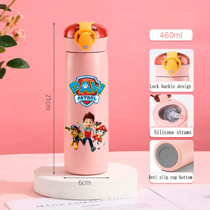 PAW Patrol 460ml Thermal Cup Bouncing Childrens Straw Cup Portable Outdoor Sports Water Cup Drinking Stainless Steel Bottle
