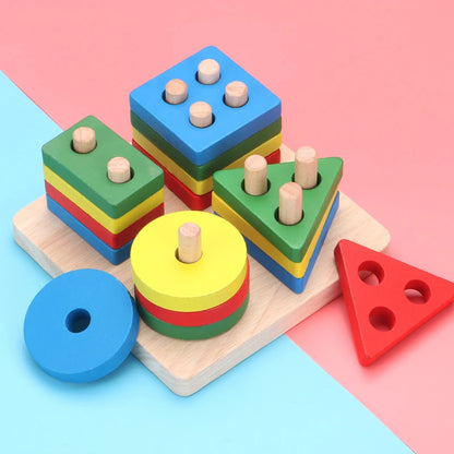 Kids Wooden Toys Intelligence Develop Montessori Toys Stacking Kids 3D Wooden Puzzle Educational Toys For Children New Year Gift