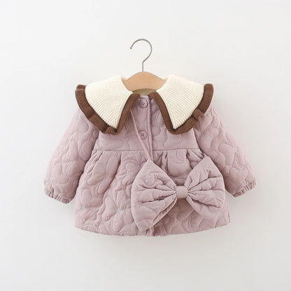 Winter New Simple Korean Style Children'S Long Sleeved Clothes, Thick And Warm Baby Girl Coat (9 Months -3 Years Old)