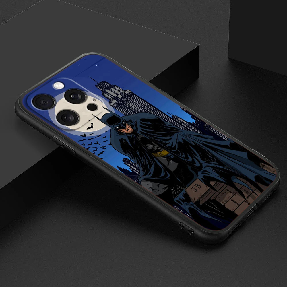 B-Batmans Art Popular Cool For iPhone 15 14 13 12 11 XS XR X 8 7 SE Pro Max Plus Mini Black Soft Phone Case