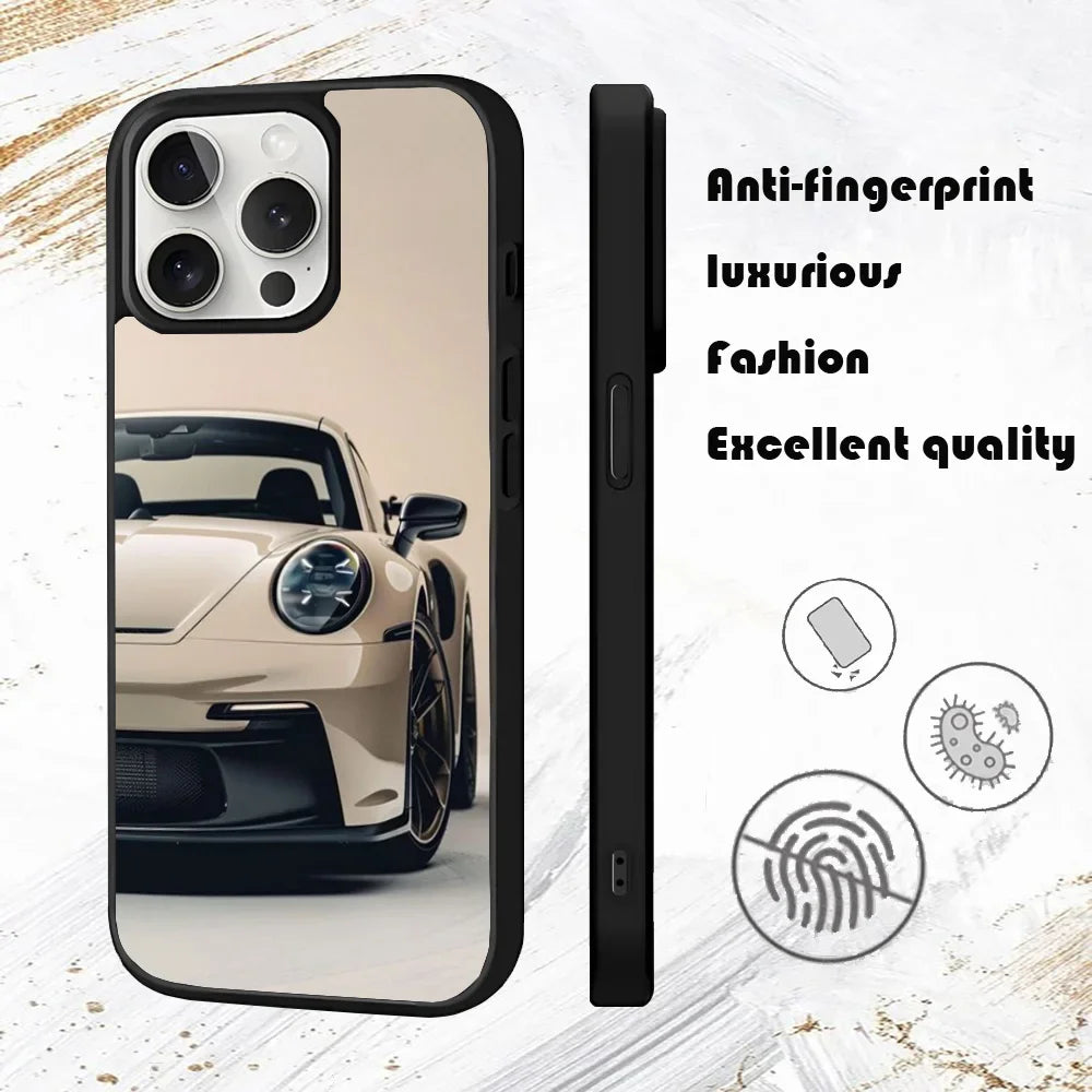 Sports GT3-RS Supercar-911 Phone Case For iPhone 16 15 14 13 12 11 Pro Max Plus Mini PC Fashion mirror phone case