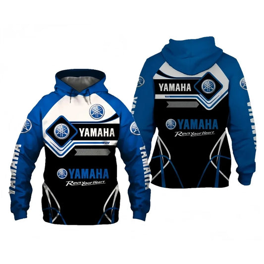 Yamaha Men's 3D Print Motorcycle Hoodie Pullover Streetwear Style High Quality Sportswear Sweatshirt