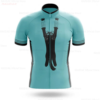 Cycling Jersey Men CARTOON CAT Bike Top MTB Bicycle Shirt Mountain Road Riding Clothing Short Sleeve Summer Biking Blouse