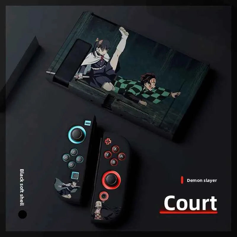Demon Slayer TPU Soft Frosted Shell Anime Protective Case Split Silicone Rubber Protective Case for Switch Oled Game Accessories