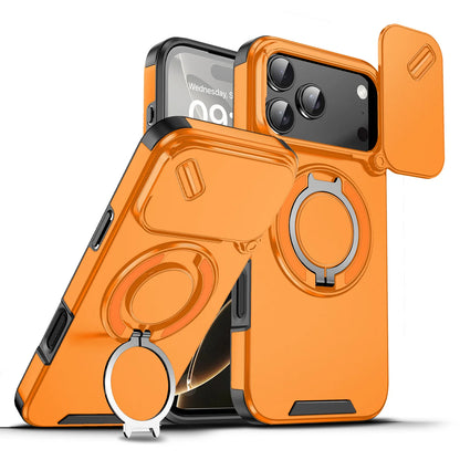 For Magsafe Magnetic Ring Holder Fold Bracket Phone Case For iPhone 17 Air 16 15 14 Plus 13 12 11 Pro Max 16E Slide Camera Cover