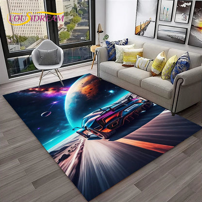 Sports Car Racing Car Carpet Rug for Home Living Room Bedroom Playroom Sofa Doormat Decor,Kids Game Area Rug Non-slip Floor Mat